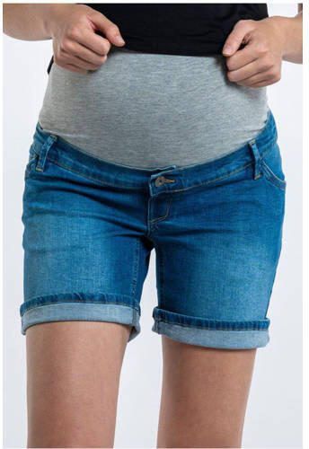 Love2wait slim fit denim short donkerblauw Dames Stretchdenim Effen 26 - Foto 5