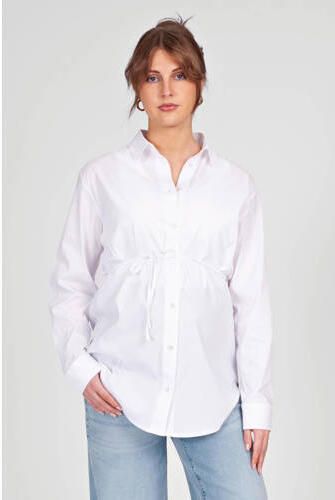 LOVE2WAIT zwangerschaps blouse wit Dames Stretchkatoen Klassieke kraag - Foto 4