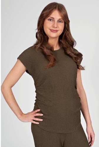 LOVE2WAIT zwangerschaps blousetop met textuur olijfgroen Dames Polyester Ronde hals - Foto 4
