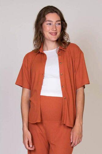Love2wait zwangerschaps- en voedingsblouse Siena oranje Dames Polyester Klassieke kraag XS - Foto 2
