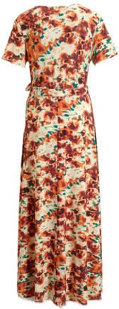 Love2wait zwangerschaps- en voedingsjurk met all over print oranje brique groen Dames Viscose V-hals XL - Foto 3