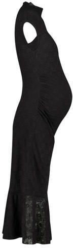 LOVE2WAIT zwangerschaps midi jurk zwart Dames Polyester Opstaande kraag - Foto 3