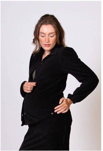 Love2wait zwangerschapsblouse zwart Dames Fluweel Klassieke kraag Effen XL - Foto 2