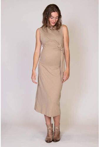 Love2wait zwangerschapsjurk Lucca beige Dames Katoen Ronde hals Effen XS - Foto 6