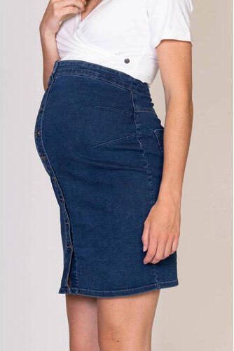 Love2wait zwangerschapsrok stonewashed Blauw Dames Denim Effen XS