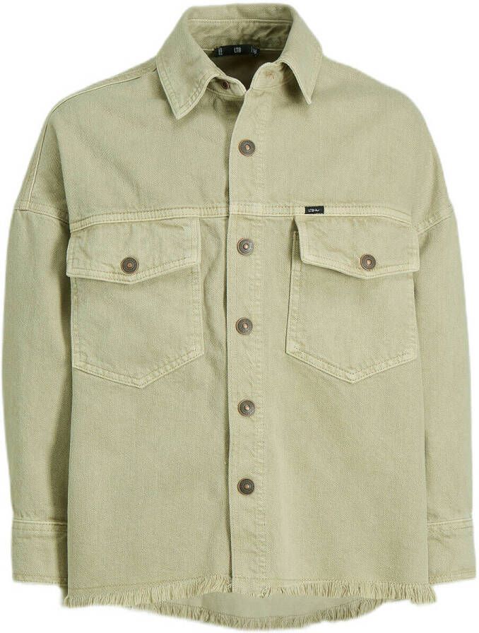 LTB zomerjas MATY B kaki groen Jongens Denim Klassieke kraag Effen 128