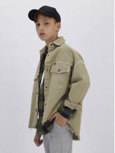 LTB zomerjas MATY B kaki groen Jongens Denim Klassieke kraag Effen 128 - Foto 2