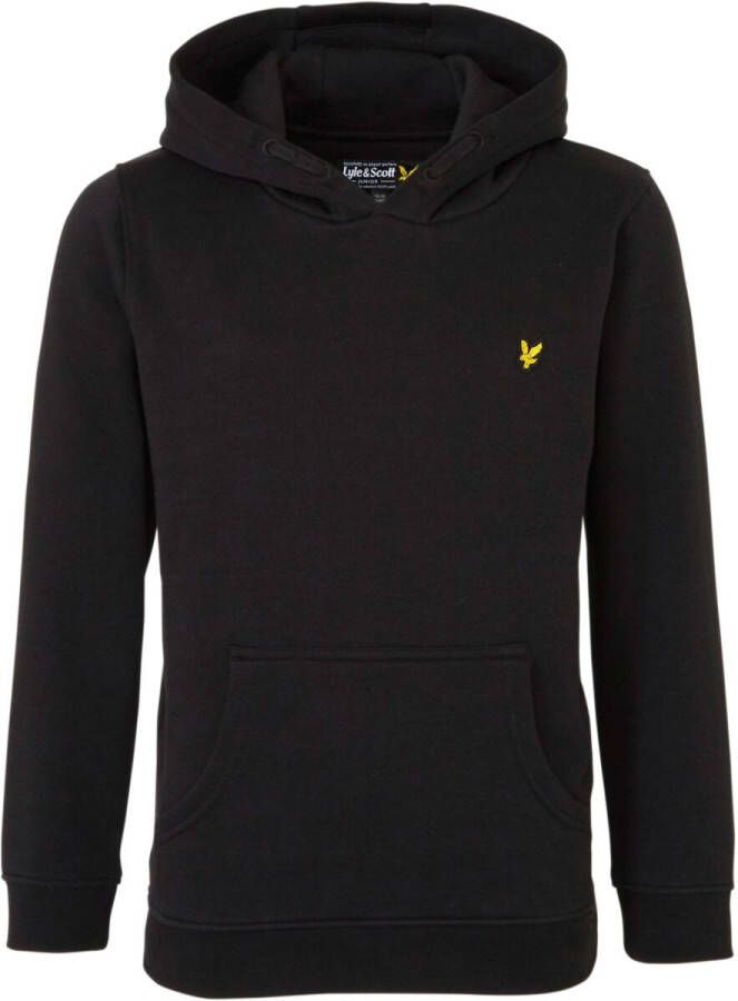 Lyle & Scott hoodie met borduursels zwart Sweater Jongens Katoen Capuchon 128-134