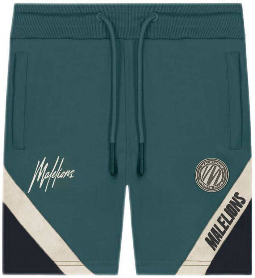 Malelions regular fit short met logo zwart petrol