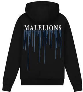 Malelions hoodie Painter met backprint zwart kobalt blauw Sweater Jongens Katoen Capuchon 140