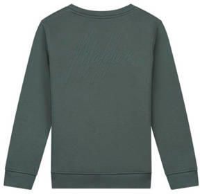 Malelions sweater Striped Signature met backprint grijsgroen Jongens Katoen Ronde hals 152