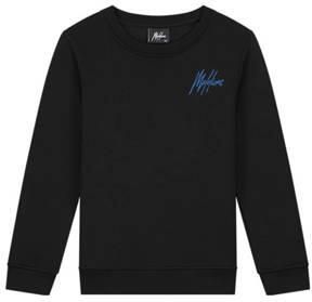 Malelions sweater Striped Signature met backprint zwart kobalt blauw Jongens Katoen Ronde hals 140