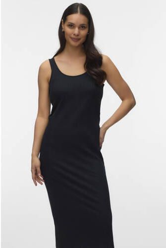MAMALICIOUS bodycon zwangerschapsjurk midi zwart Dames Stretchkatoen Ronde hals maat S