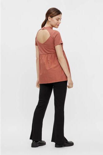Mamalicious flared broek MLMYA zwart Dames Viscose Effen XXL