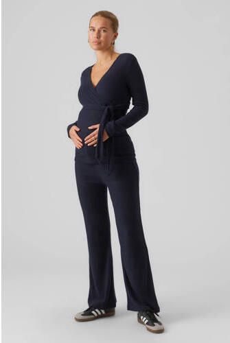 Mamalicious flared zwangerschapslegging MLANNETTE van polyester donkerblauw Broek XL - Foto 4