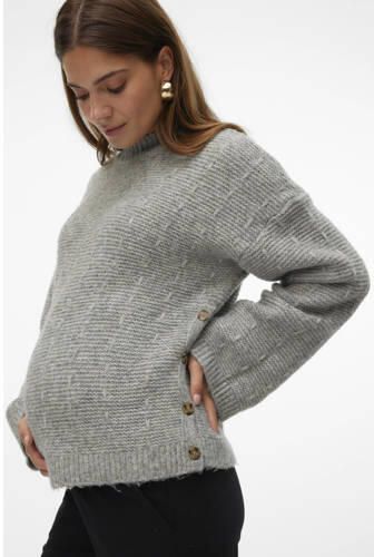 Mamalicious gebreide trui grijs Dames Polyester Ronde hals Effen XXL - Foto 3