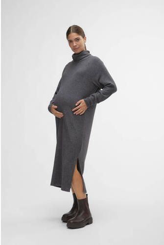 Mamalicious gebreide zwangerschapsjurk MLANNETTE grijs melange Dames Gerecycled dons Col XL
