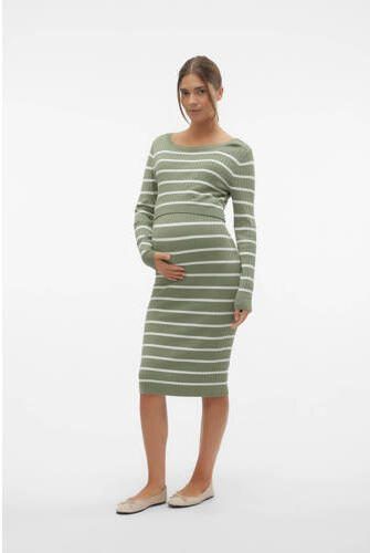 Mamalicious gestreepte zwangerschaps- en voedingsjurk MLNEWSIV JUNE groen wit Dames Viscose Ronde hals XL - Foto 2