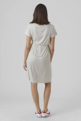 Mamalicious gestreepte zwangerschapsjurk MLALISON wit zwart Dames Viscose Ronde hals XL - Foto 3