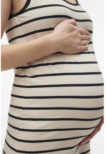 Mamalicious gestreepte zwangerschapsjurk MLEVAYD offwhite zwart Ecru Dames Katoen Ronde hals XL