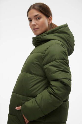 Mamalicious gewatteerde zwangerschapsjas jas MLURSA van gerecycled polyester olijfgroen Dames Gerecycled polyester (duurzaam) Capuchon XL - Foto 2