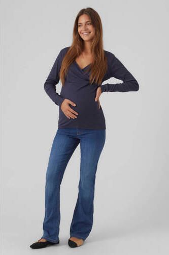 Mamalicious high waist flared zwangerschapsjeans MLCILIA medium blue denim Blauw Dames Stretchdenim XL - Foto 3