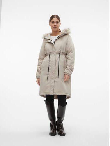 Mamalicious jas MLNEWJESSI van gerecycled polyester ecru Dames Gerecycled polyester (duurzaam) Capuchon XL - Foto 2