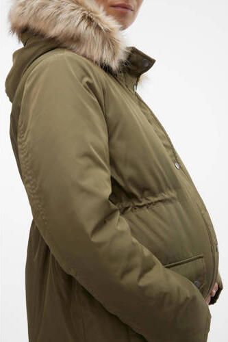 Mamalicious jas MLNEWMACY van polyester olijfgroen Effen XL - Foto 2