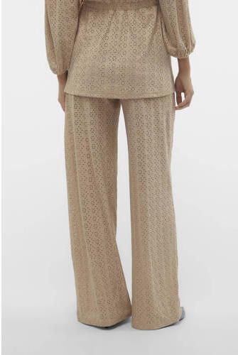 Mamalicious loose fit broek met ingebreid patroon beige Dames Polyester XL - Foto 3