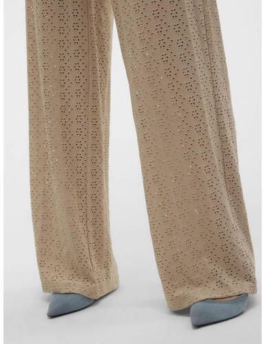 Mamalicious loose fit broek met ingebreid patroon beige Dames Polyester XL - Foto 2