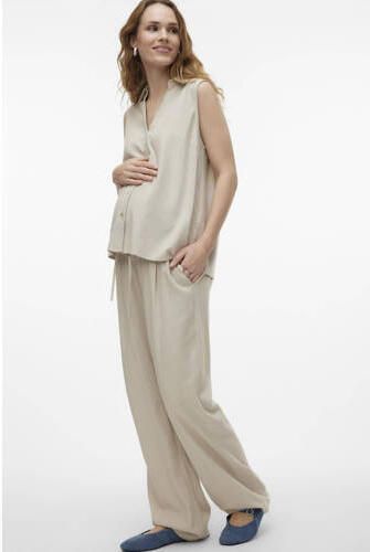 Mamalicious loose fit broek MLSILVIA ecru Dames Viscose Effen XXL - Foto 4