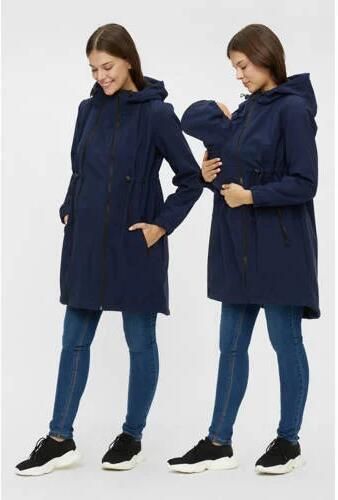 Mamalicious loose fit draagjas MLSHELLA donkerblauw Dames Polyester Capuchon 34 (XS) - Foto 3