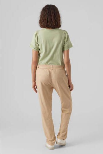 Mamalicious regular fit broek MLBEACH met linnen ecru Effen XL - Foto 3