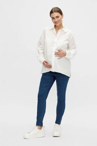 Mamalicious skinny zwangerschapsjeans MLECHO medium blue denim Blauw Dames Stretchdenim XL - Foto 3