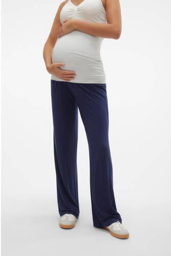 Mamalicious wide leg broek MLALISON kobaltblauw Dames Viscose Effen XL