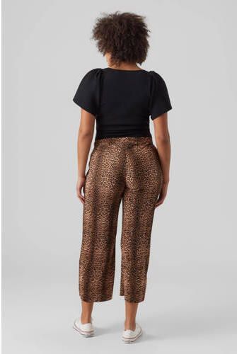 Mamalicious wide leg zwangerschapsbroek MLAURA met panterprint bruin zwart Dames Polyester XL - Foto 4