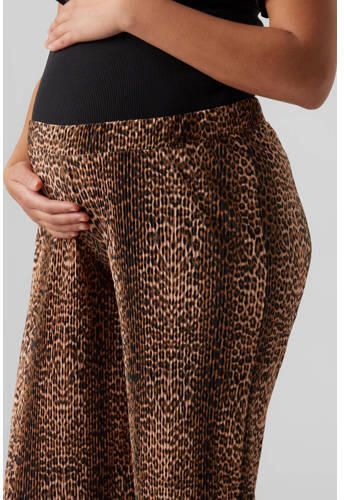 Mamalicious wide leg zwangerschapsbroek MLAURA met panterprint bruin zwart Dames Polyester XL - Foto 3