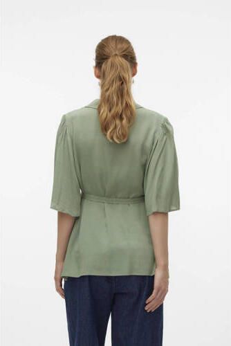Mamalicious zwangerschaps- en voedingsblouse MLMY groen Dames Viscose Klassieke kraag XL