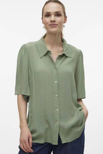 Mamalicious zwangerschaps- en voedingsblouse MLMY groen Dames Viscose Klassieke kraag XL - Foto 3