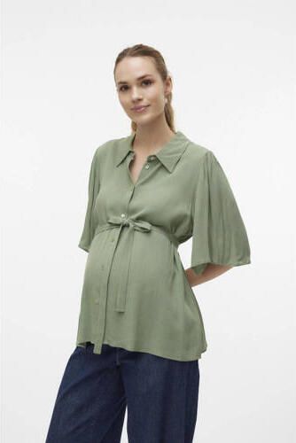 Mamalicious zwangerschaps- en voedingsblouse MLMY groen Dames Viscose Klassieke kraag XL - Foto 2