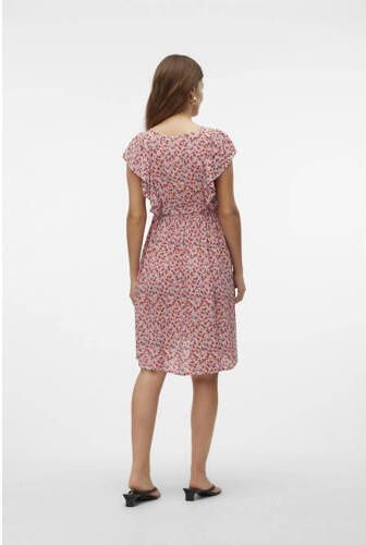 Mamalicious zwangerschaps- en voedingsjurk MLNIKI met all over print en ruches roze Dames Viscose V-hals XL - Foto 2