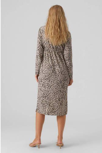 Mamalicious zwangerschaps- en voedingsjurk MLRUBY met all over print grijs zwart Dames Polyester V-hals XL - Foto 3