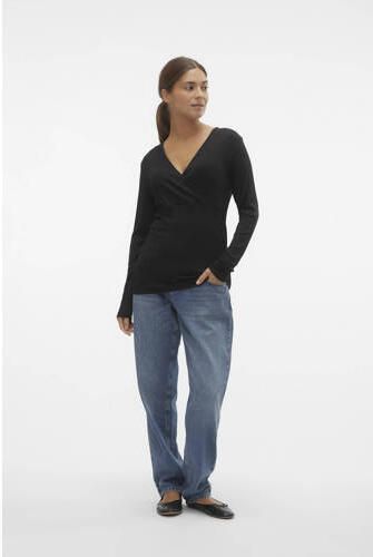 Mamalicious zwangerschaps- en voedingslongsleeve MLBRYNJA zwart Dames Tencel V-hals XL
