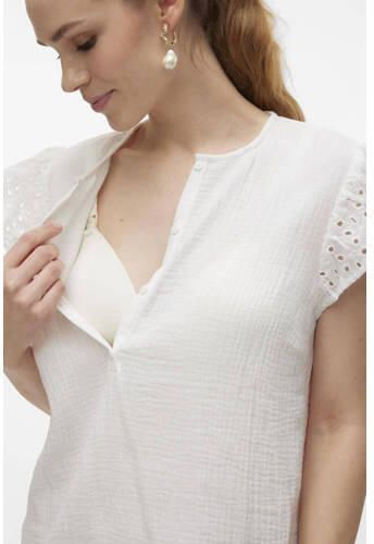 Mamalicious zwangerschaps- en voedingstop MLJUANA offwhite Blouse Ecru Dames Katoen Ronde hals XXL - Foto 2