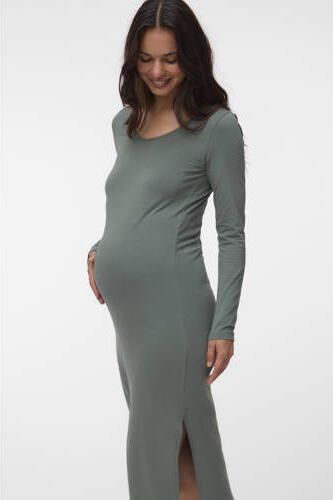 MAMALICIOUS zwangerschaps midi jurk groen Dames Stretchkatoen Ronde hals maat XL - Foto 4