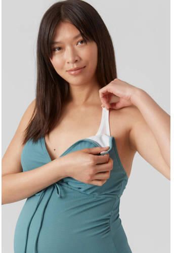 Mamalicious zwangerschapsbadpak MLLORA blauwgrijs Dames Polyester Effen S - Foto 2