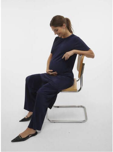 Mamalicious zwangerschapsjurk marineblauw Dames Polyester Ronde hals Effen XXL