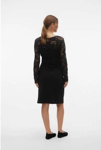 Mamalicious zwangerschapsjurk met kant zwart Dames Viscose Ronde hals Effen M - Foto 2