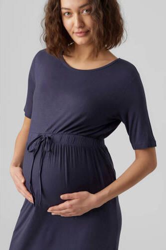Mamalicious zwangerschapsjurk MLALISON donkerblauw Dames Viscose Ronde hals XL - Foto 2
