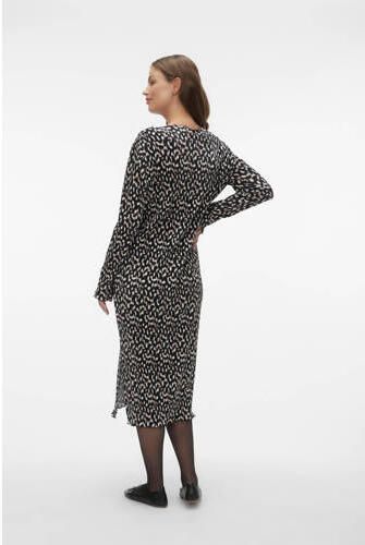 Mamalicious zwangerschapsjurk MLAMALIA met all over print zwart wit Dames Polyester Boothals XL